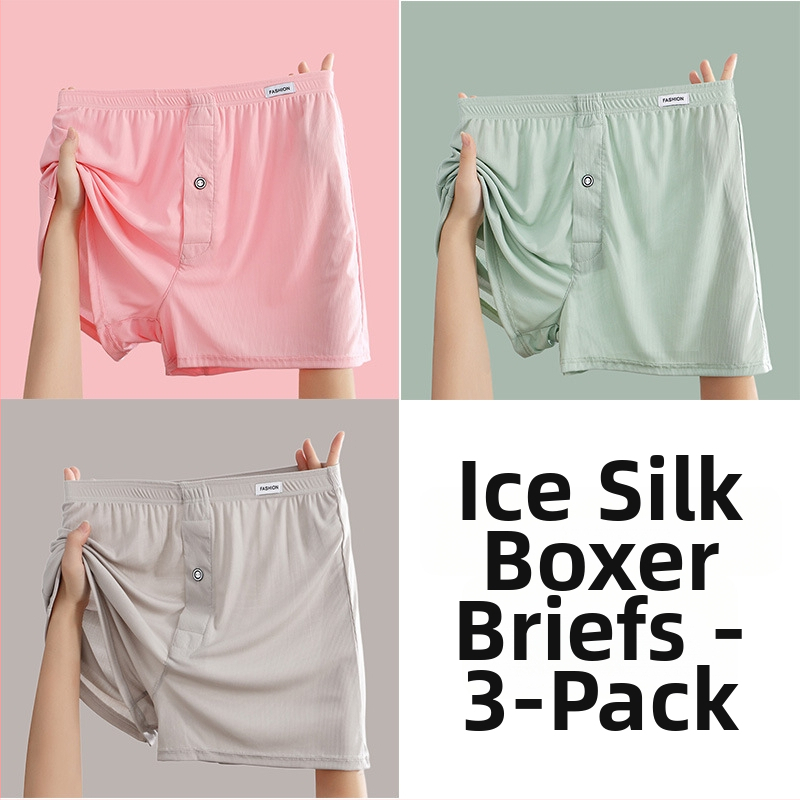 Pánske boxerky z ice silk, tenké, na domáce nosenie, voľné a pohodlné