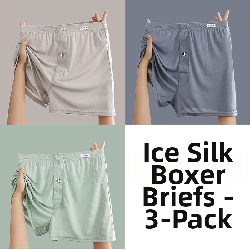 Pánske boxerky z ice silk, tenké, na domáce nosenie, voľné a pohodlné