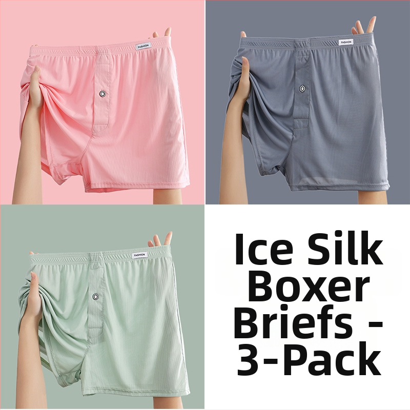 Pánske boxerky z ice silk, tenké, na domáce nosenie, voľné a pohodlné