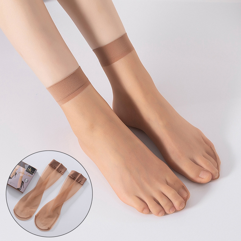 5 pari SK ultra-tanki 0D kristalno svilenih kratkih čarapa 2905 za žene, ljeto, šarene prozirne čarape, ružičasta i ljubičasta, visoka prozirnost, sexy