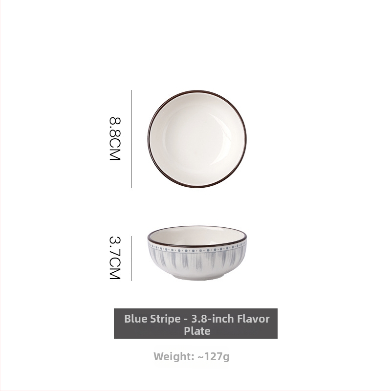 Set de boluri și farfurii ceramice pentru uz casnic, în stil japonez și coreean, rotund, diametru aproximativ 20 cm, compatibil cu cuptorul cu microunde