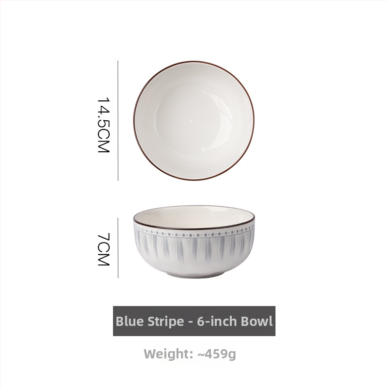 Set de boluri și farfurii ceramice pentru uz casnic, în stil japonez și coreean, rotund, diametru aproximativ 20 cm, compatibil cu cuptorul cu microunde