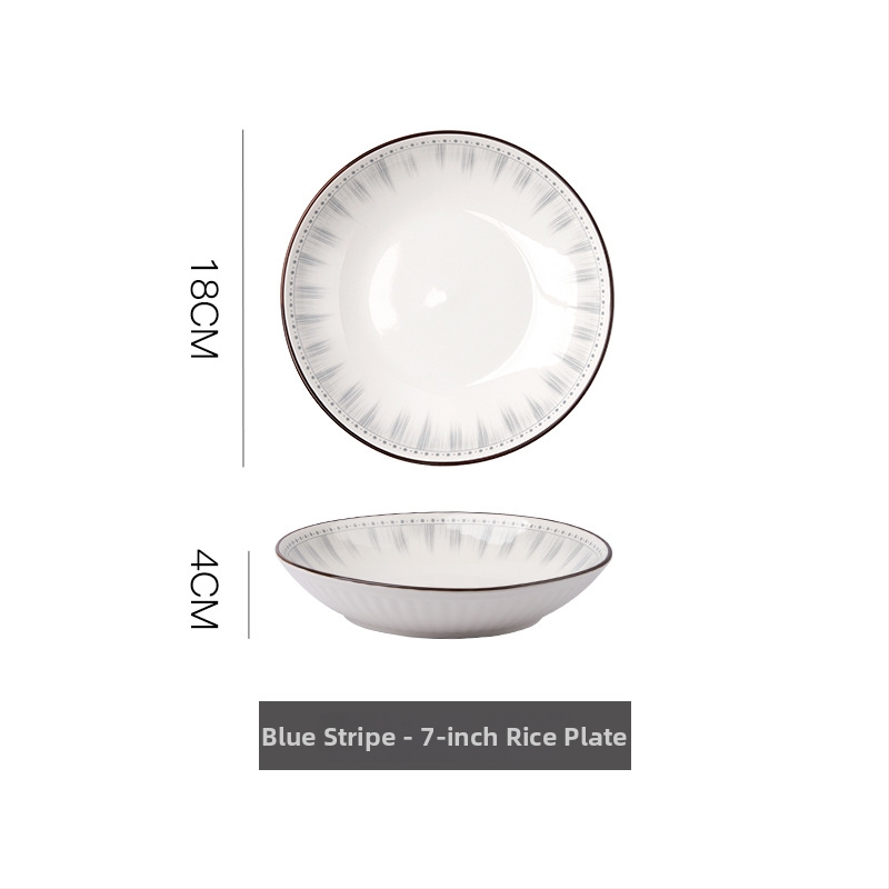 Set de boluri și farfurii ceramice pentru uz casnic, în stil japonez și coreean, rotund, diametru aproximativ 20 cm, compatibil cu cuptorul cu microunde