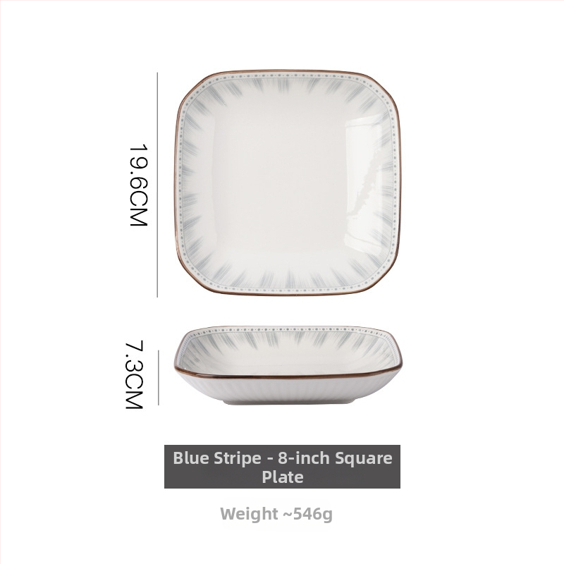 Set de boluri și farfurii ceramice pentru uz casnic, în stil japonez și coreean, rotund, diametru aproximativ 20 cm, compatibil cu cuptorul cu microunde