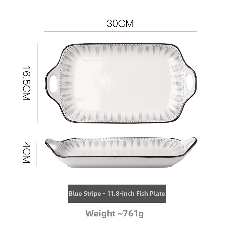 Set de boluri și farfurii ceramice pentru uz casnic, în stil japonez și coreean, rotund, diametru aproximativ 20 cm, compatibil cu cuptorul cu microunde