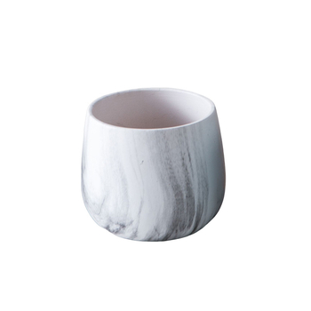 Ghiveci ceramic cu finisaj placat cu aur și model marmorat – rotund, stil nordic minimalist, pentru hidroponie și suculente