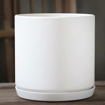 Ghiveci ceramic, alb mat, cu tavă neagră, stil nordic, design creativ pentru plante verzi (mari și mici)