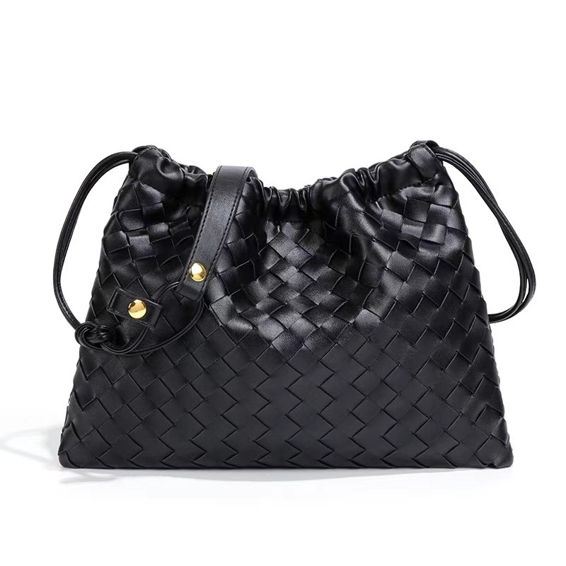 Ručna pletena ženska torbica preko ramena sa vezicom, plisirani dizajn u obliku oblaka, retro crossbody stil
