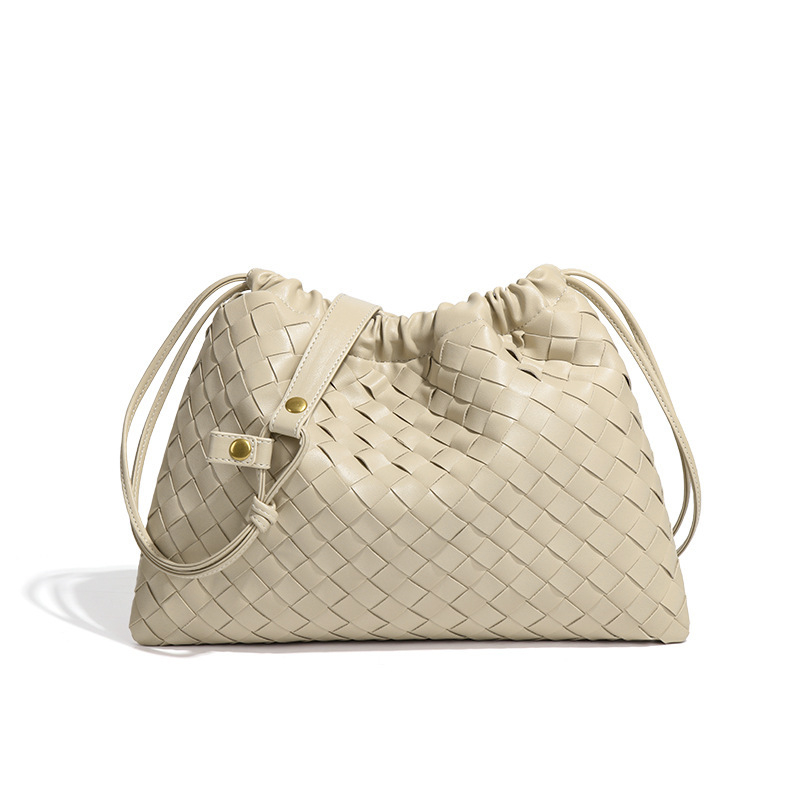Ručna pletena ženska torbica preko ramena sa vezicom, plisirani dizajn u obliku oblaka, retro crossbody stil