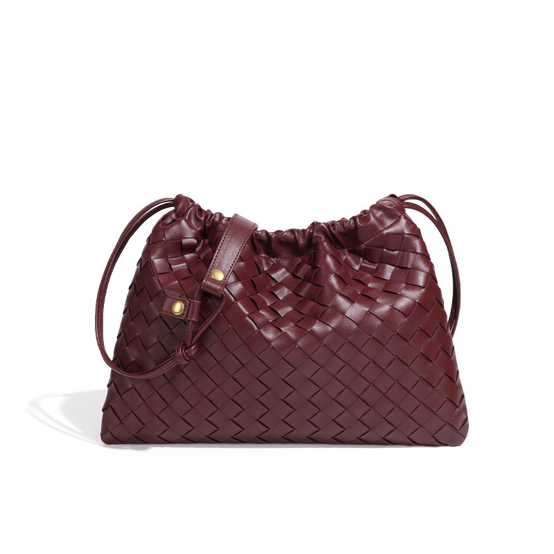 Ručna pletena ženska torbica preko ramena sa vezicom, plisirani dizajn u obliku oblaka, retro crossbody stil