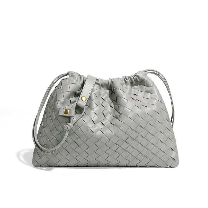 Ručna pletena ženska torbica preko ramena sa vezicom, plisirani dizajn u obliku oblaka, retro crossbody stil