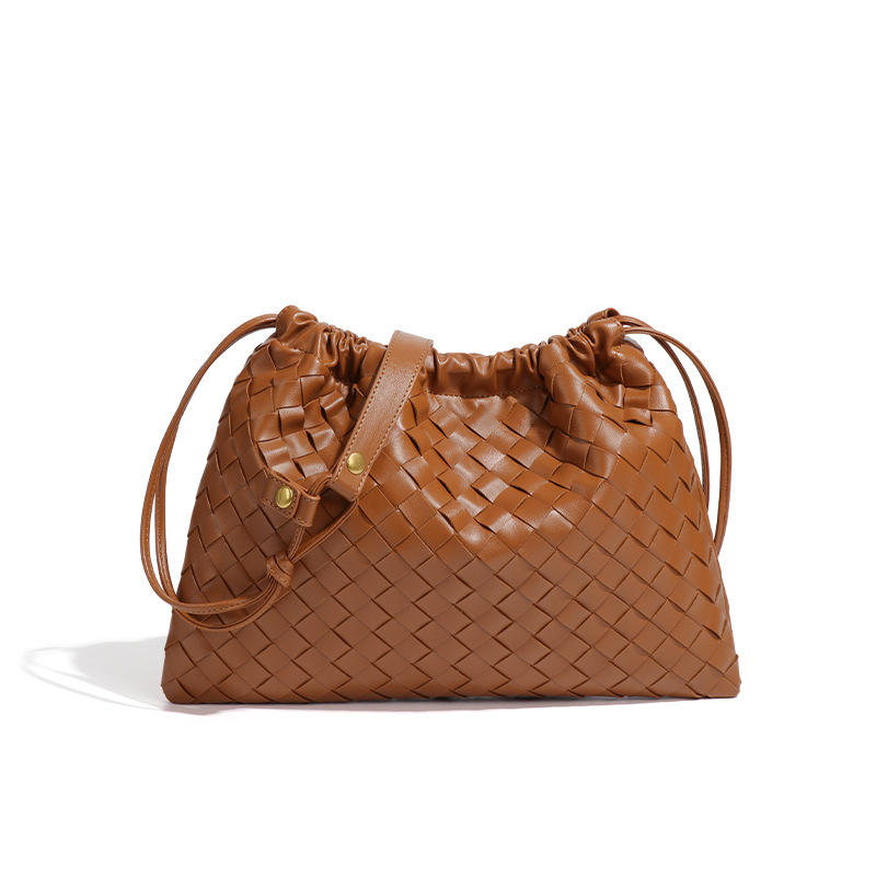 Ručna pletena ženska torbica preko ramena sa vezicom, plisirani dizajn u obliku oblaka, retro crossbody stil