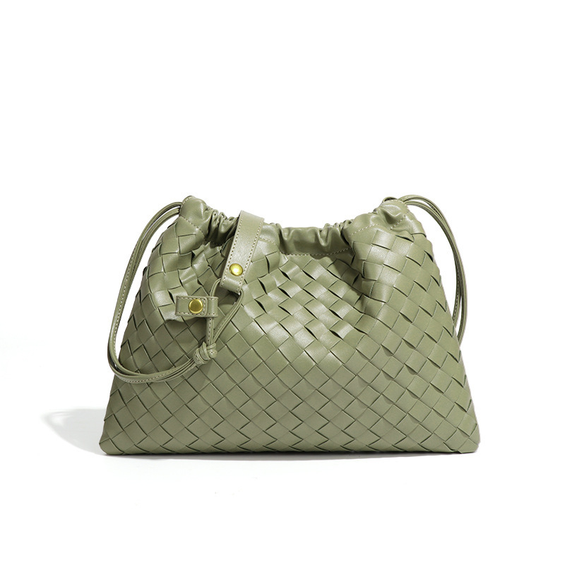 Ručna pletena ženska torbica preko ramena sa vezicom, plisirani dizajn u obliku oblaka, retro crossbody stil