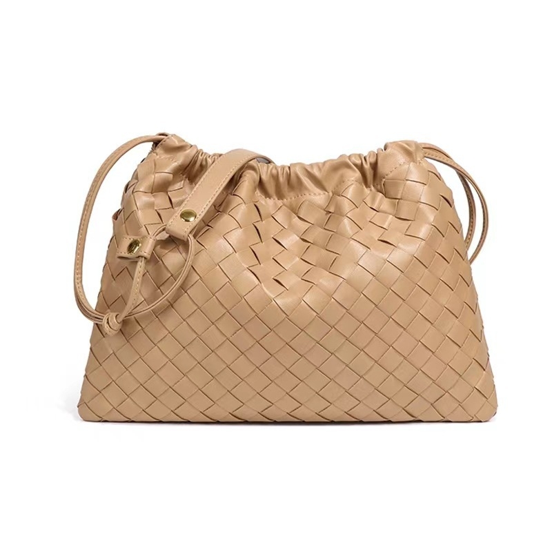 Ručna pletena ženska torbica preko ramena sa vezicom, plisirani dizajn u obliku oblaka, retro crossbody stil