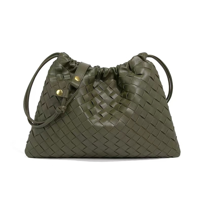 Ručna pletena ženska torbica preko ramena sa vezicom, plisirani dizajn u obliku oblaka, retro crossbody stil