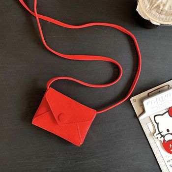 Novi stil: mini crossbody torbica s kaišem za vrat, PU imitacija zamšene kože, dizajn u obliku koverti, mala