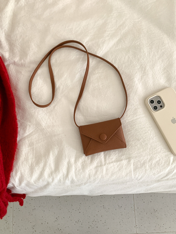 Novi stil: mini crossbody torbica s kaišem za vrat, PU imitacija zamšene kože, dizajn u obliku koverti, mala