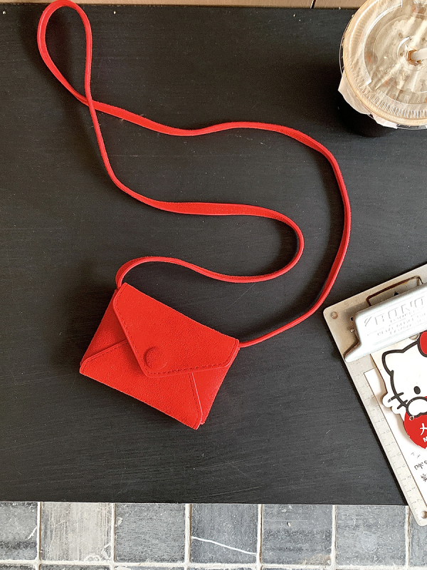 Novi stil: mini crossbody torbica s kaišem za vrat, PU imitacija zamšene kože, dizajn u obliku koverti, mala