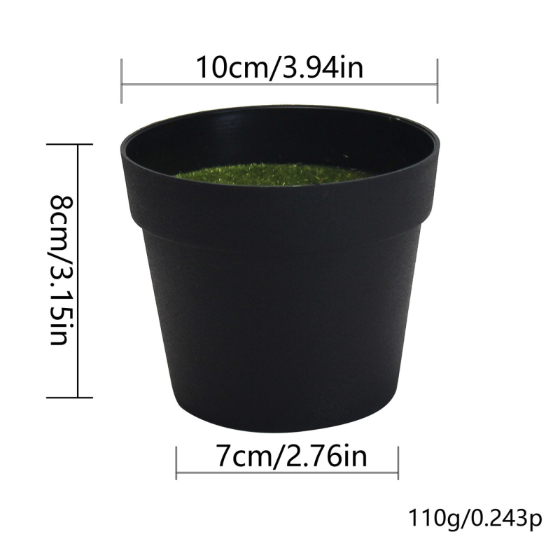 Vază și ghiveci pentru plante artificiale, din spumă plastică cu textură velur și aspect pietros, formă cilindrică conică