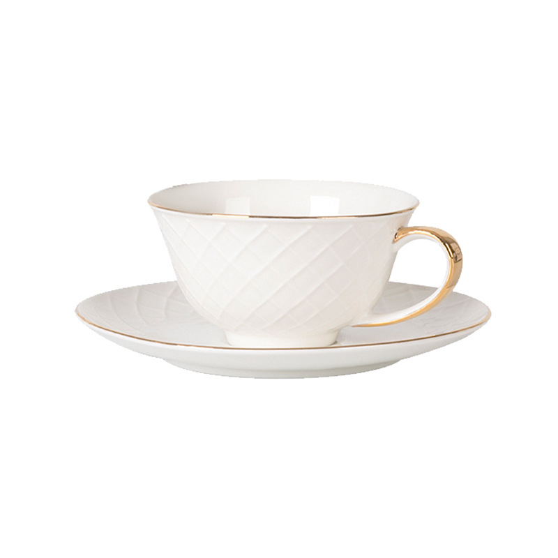 Set de cafea din ceramică, ceașcă de cafea și farfurie în stil european, cu detalii aurii, pentru uz casnic și birou