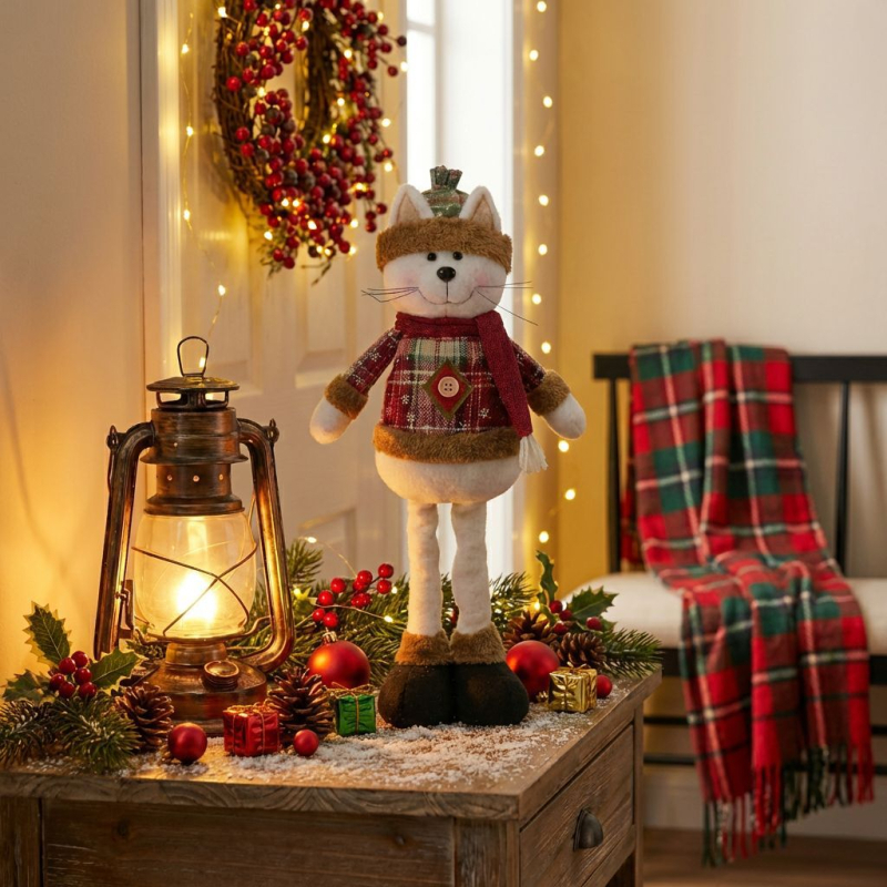 Decorațiuni de Crăciun din stofă: Moș Crăciun, Om de zăpadă, Renii