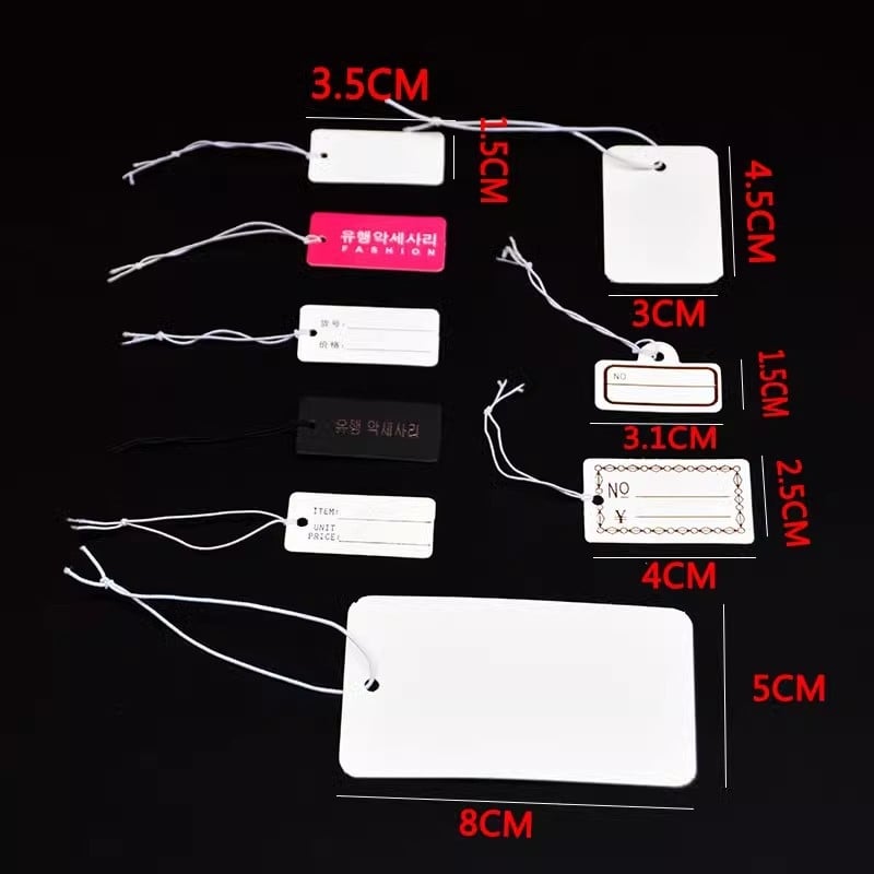 Șnur elastic mare, etichetă goală de agățat 3×4,5 cm pentru bagaje, haine și corpuri de iluminat – etichetă de preț
