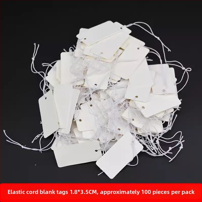 Veľká elastická šnúrka, prázdna visacia etiketa 3×4,5 cm pre batožinu, oblečenie a lampy – cenovka