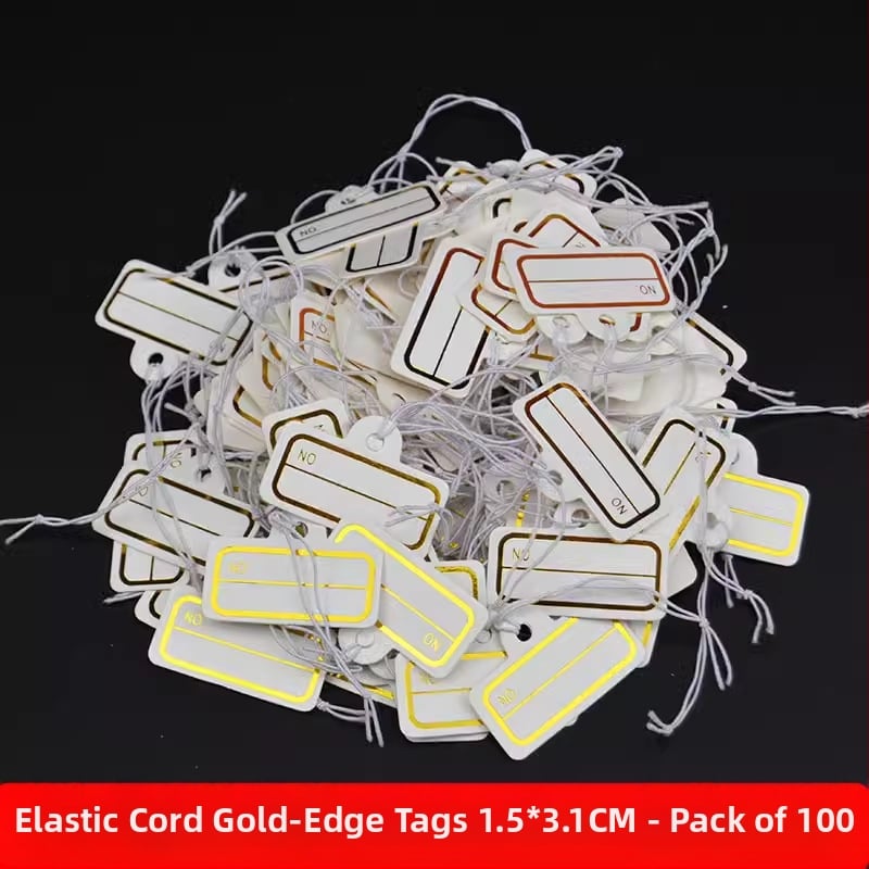 Veľká elastická šnúrka, prázdna visacia etiketa 3×4,5 cm pre batožinu, oblečenie a lampy – cenovka