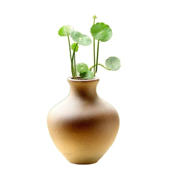 Vază ceramică, stil Zen, cu gât lat, din ceramică tip stoneware, retro, pentru decor de birou și aranjamente hidroponice