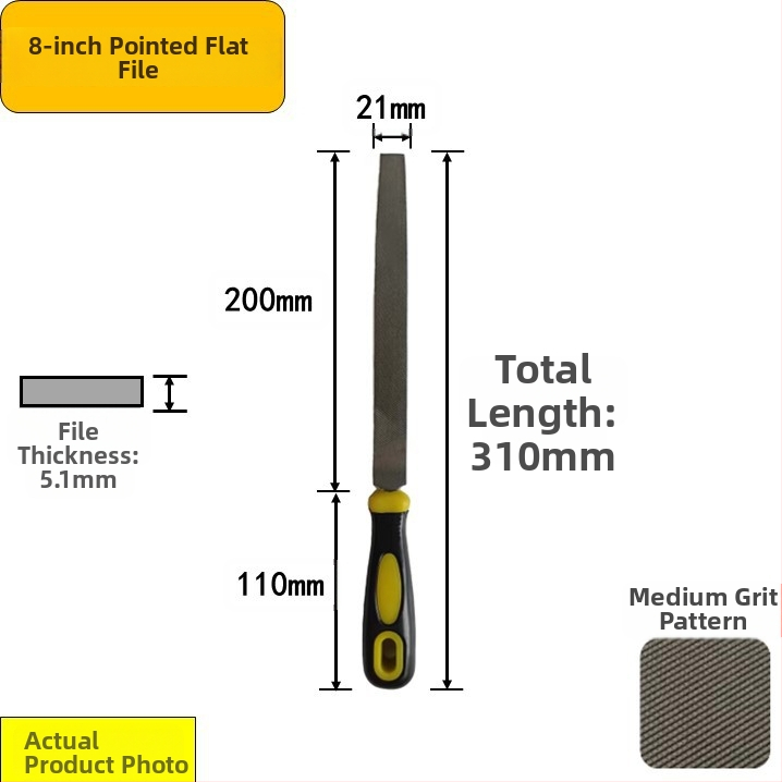 Set de fișiere din oțel carbon înalt: plat, triunghiular, semi-rotund, pătrat cu dinți medii, în dimensiuni de 6–12 inch