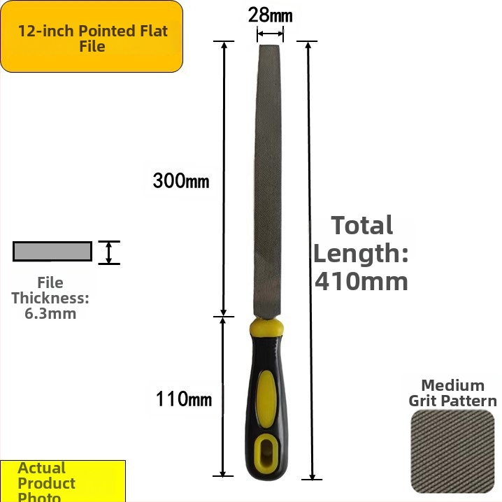 Set de fișiere din oțel carbon înalt: plat, triunghiular, semi-rotund, pătrat cu dinți medii, în dimensiuni de 6–12 inch