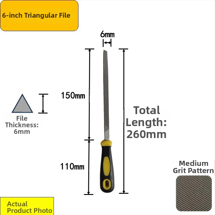 Set de fișiere din oțel carbon înalt: plat, triunghiular, semi-rotund, pătrat cu dinți medii, în dimensiuni de 6–12 inch