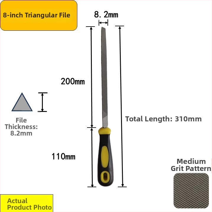 Set de fișiere din oțel carbon înalt: plat, triunghiular, semi-rotund, pătrat cu dinți medii, în dimensiuni de 6–12 inch