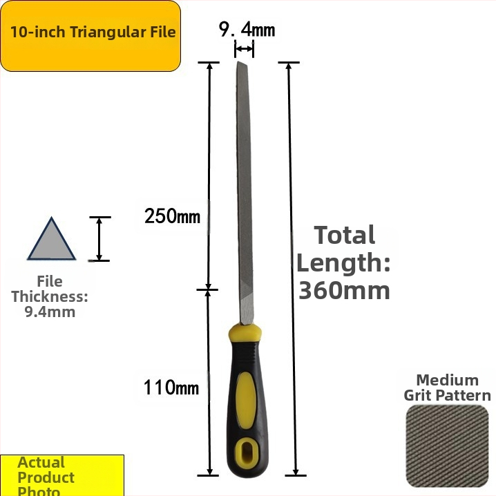 Set de fișiere din oțel carbon înalt: plat, triunghiular, semi-rotund, pătrat cu dinți medii, în dimensiuni de 6–12 inch