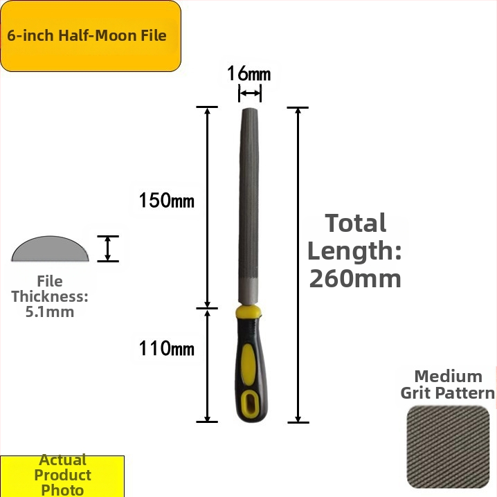 Set de fișiere din oțel carbon înalt: plat, triunghiular, semi-rotund, pătrat cu dinți medii, în dimensiuni de 6–12 inch