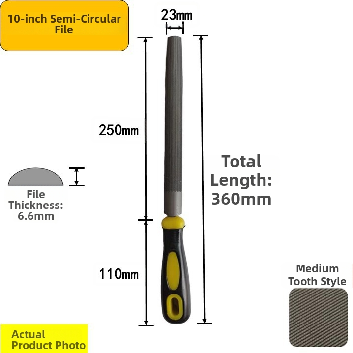 Set de fișiere din oțel carbon înalt: plat, triunghiular, semi-rotund, pătrat cu dinți medii, în dimensiuni de 6–12 inch