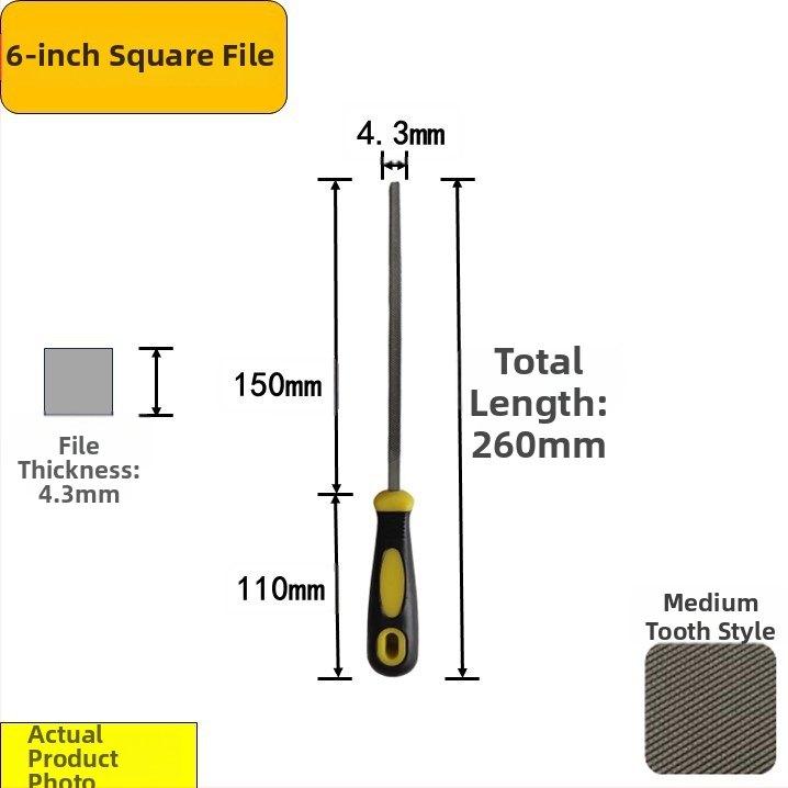 Set de fișiere din oțel carbon înalt: plat, triunghiular, semi-rotund, pătrat cu dinți medii, în dimensiuni de 6–12 inch