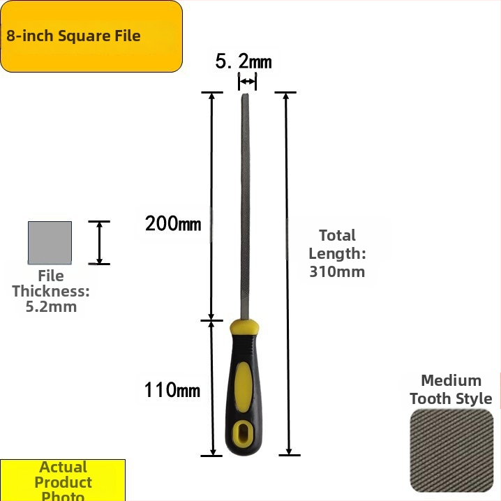 Set de fișiere din oțel carbon înalt: plat, triunghiular, semi-rotund, pătrat cu dinți medii, în dimensiuni de 6–12 inch