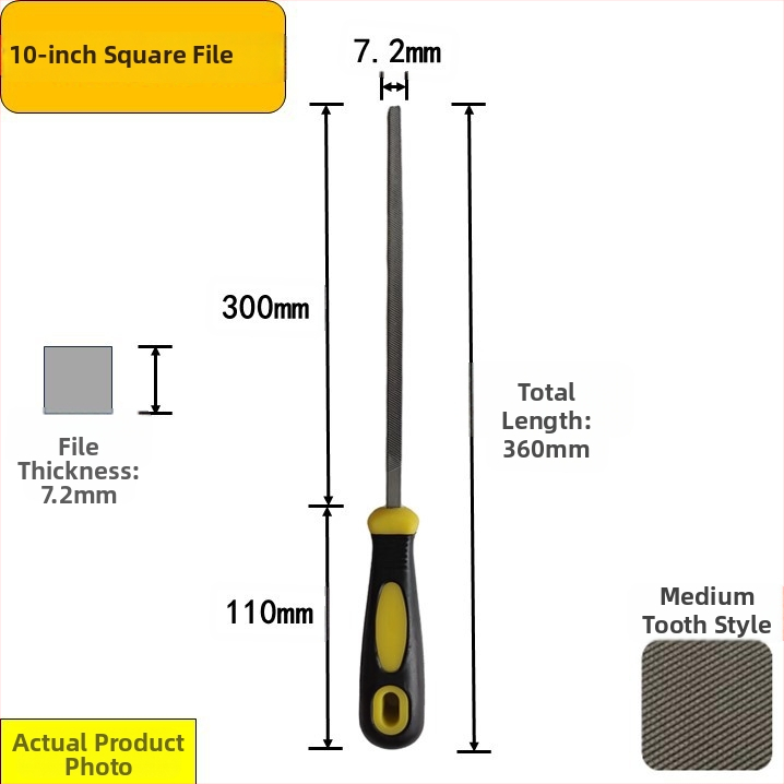 Set de fișiere din oțel carbon înalt: plat, triunghiular, semi-rotund, pătrat cu dinți medii, în dimensiuni de 6–12 inch