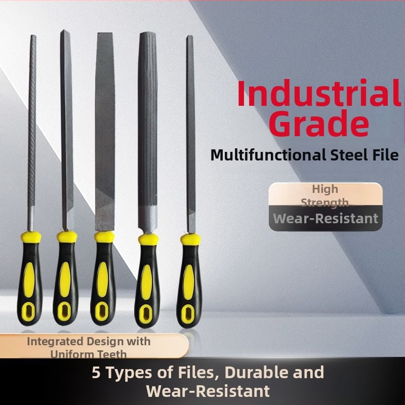 Set de fișiere din oțel carbon înalt: plat, triunghiular, semi-rotund, pătrat cu dinți medii, în dimensiuni de 6–12 inch