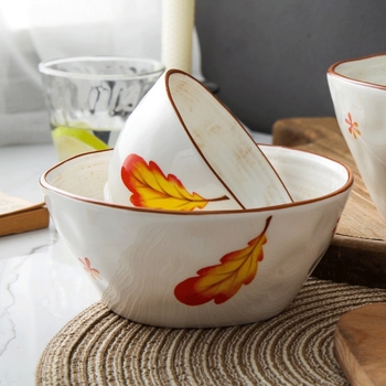 Set ceramic pentru masă cu farfurii și boluri, pictură manuală, porțelan, stil japonez