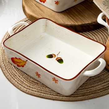 Set ceramic pentru masă cu farfurii și boluri, pictură manuală, porțelan, stil japonez