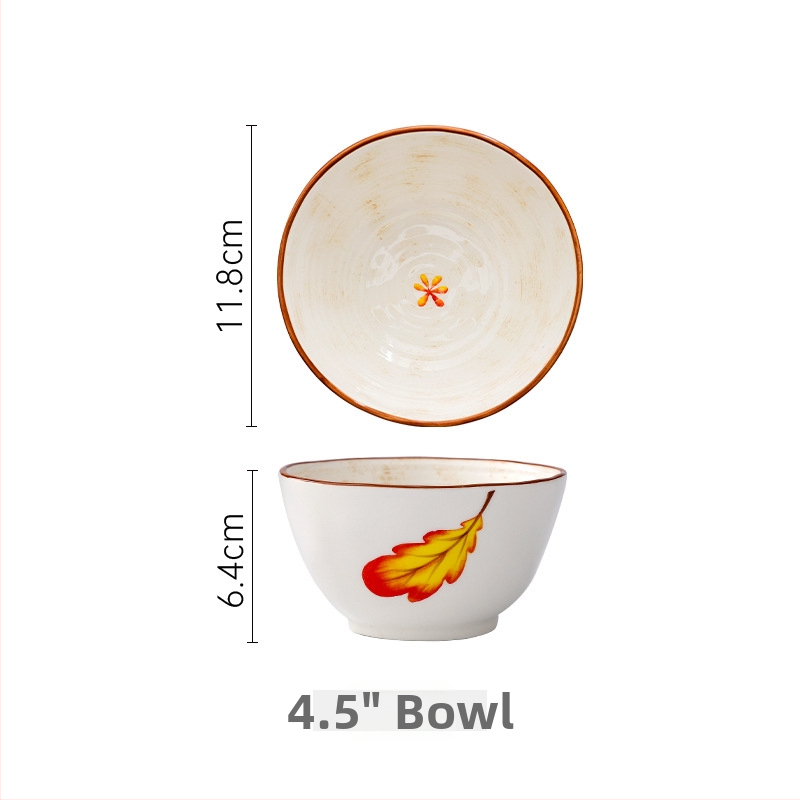 Set ceramic pentru masă cu farfurii și boluri, pictură manuală, porțelan, stil japonez