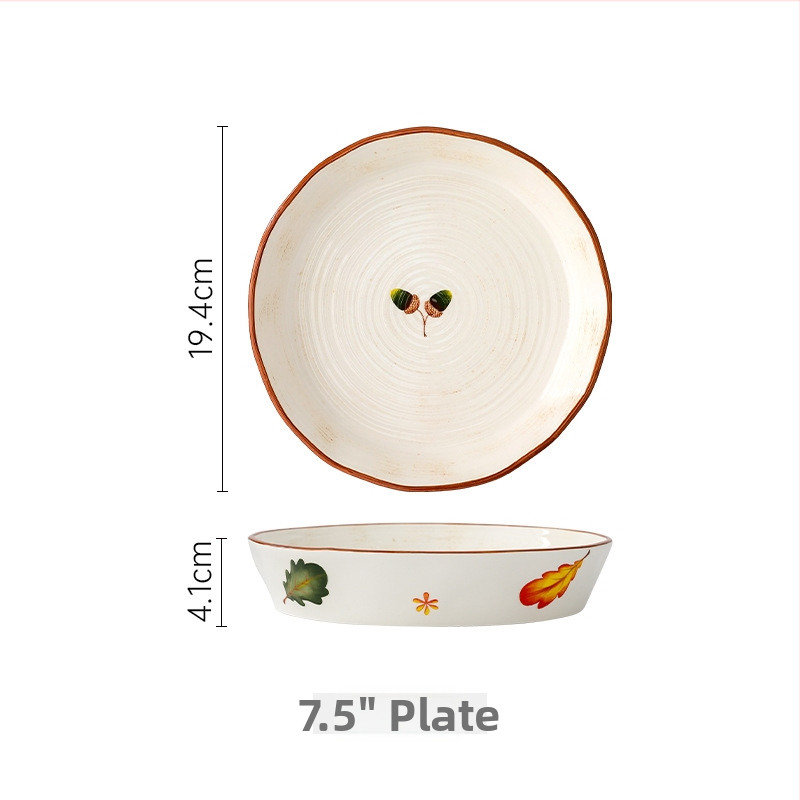 Set ceramic pentru masă cu farfurii și boluri, pictură manuală, porțelan, stil japonez
