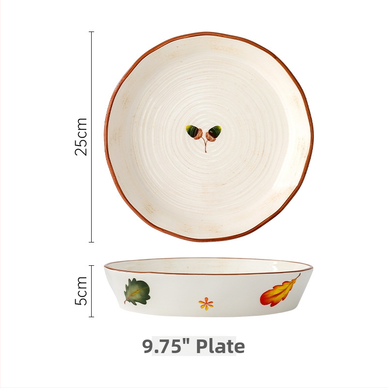 Set ceramic pentru masă cu farfurii și boluri, pictură manuală, porțelan, stil japonez