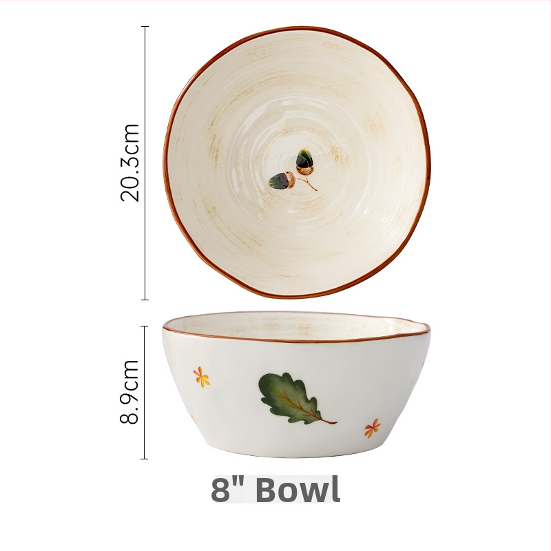 Set ceramic pentru masă cu farfurii și boluri, pictură manuală, porțelan, stil japonez