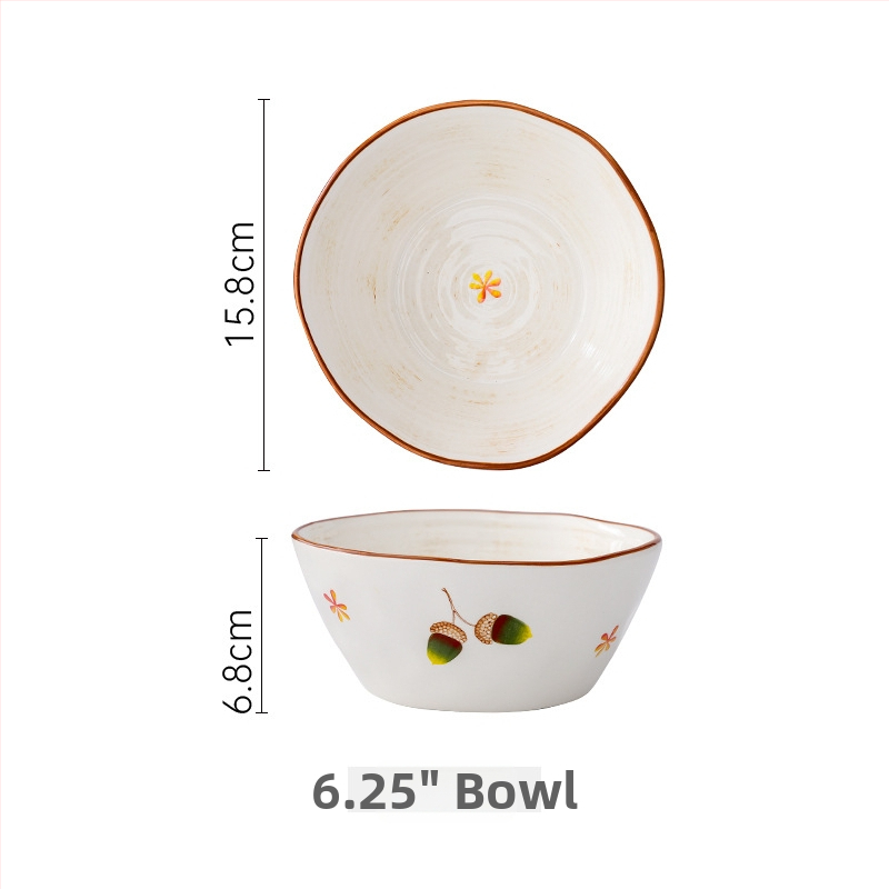 Set ceramic pentru masă cu farfurii și boluri, pictură manuală, porțelan, stil japonez