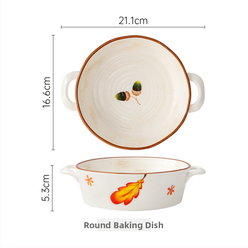 Set ceramic pentru masă cu farfurii și boluri, pictură manuală, porțelan, stil japonez