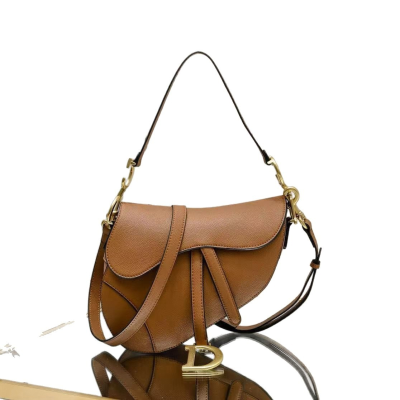 Sedlasta torba od prave kože s uzorkom palminog otiska, široka naramenica, srednje veličine, ženska crossbody torba
