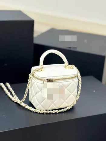 Ženska torbica s lancem i kvadratnim prešivom uzorkom, mala crossbody